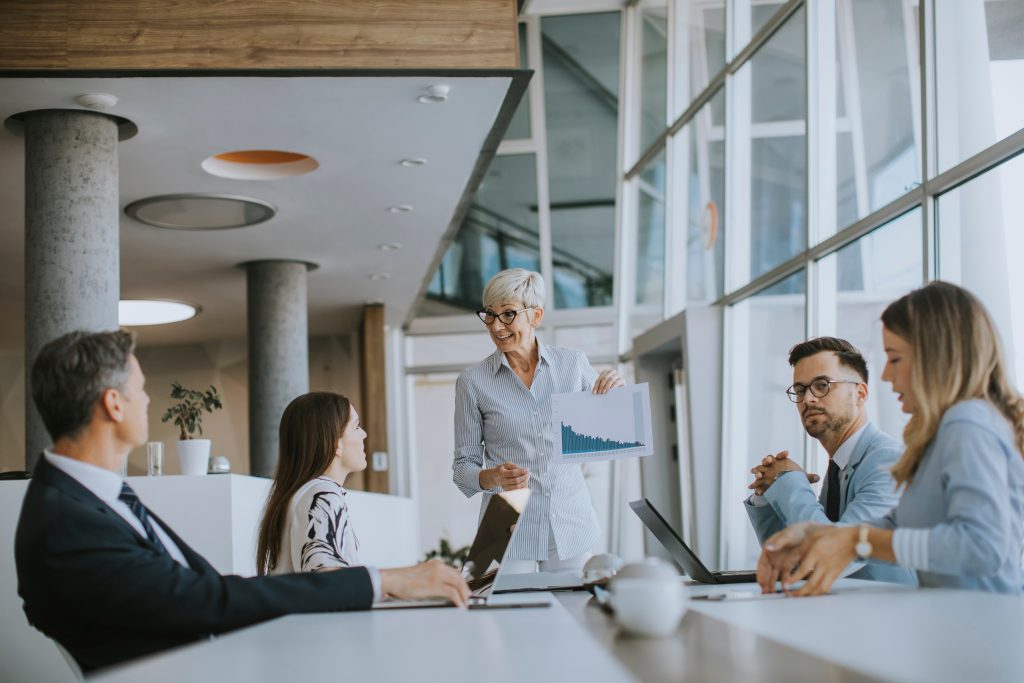 Business Woman Explaining Project Details On A Meeting.