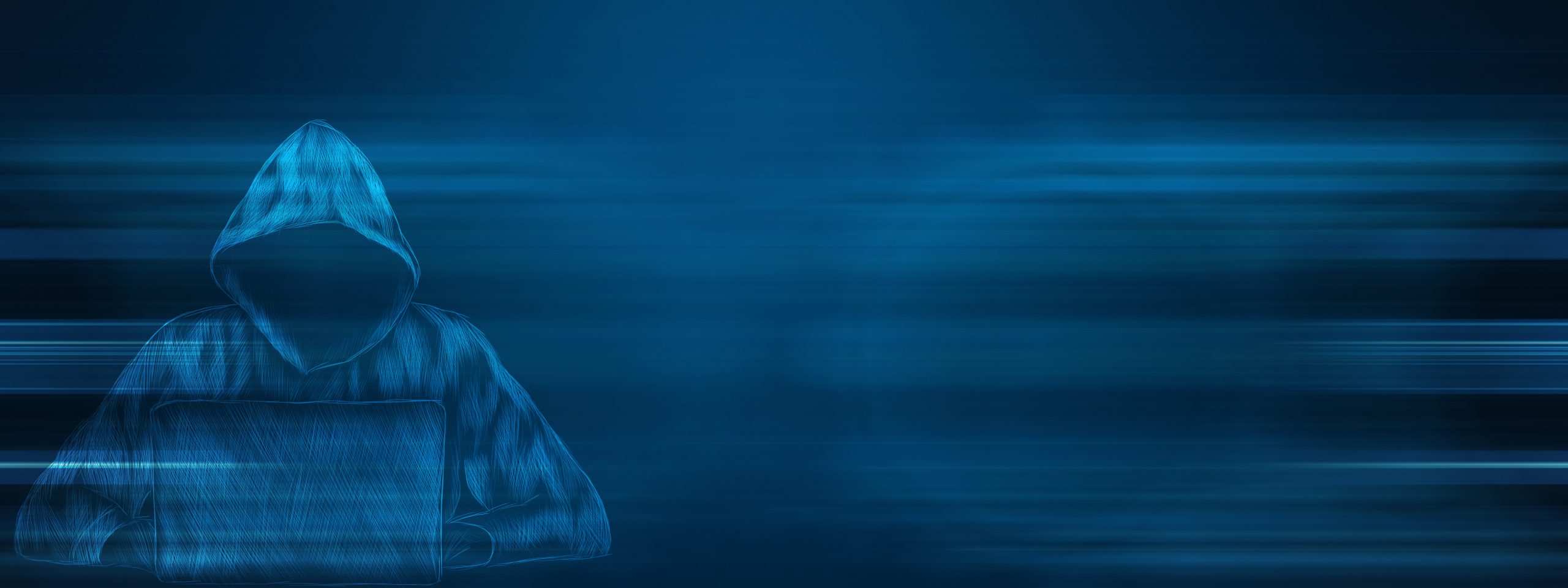 Cybersecurity, computer hacker with hoodie